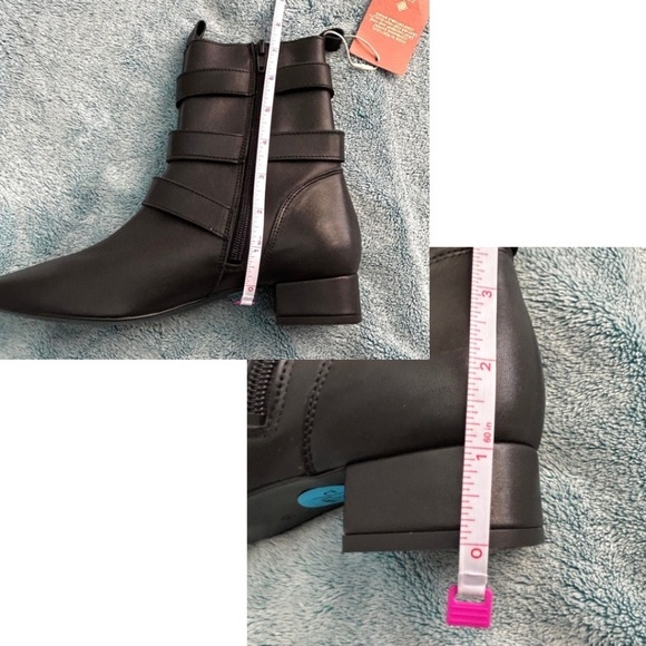 NWT CRUZA Black Leather Pearl Embellished Ankle Booties Made in Portugal Size7.5 - Picture 13 of 16